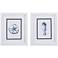 Sand Dollar Seahorse 9"W x 11"H Framed Art Set of 2