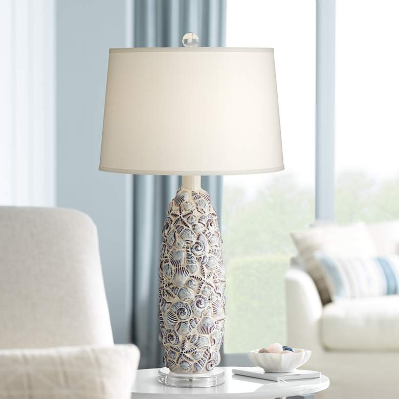 Image 1 Sand Dollar Shells and Stars Ceramic Table Lamp