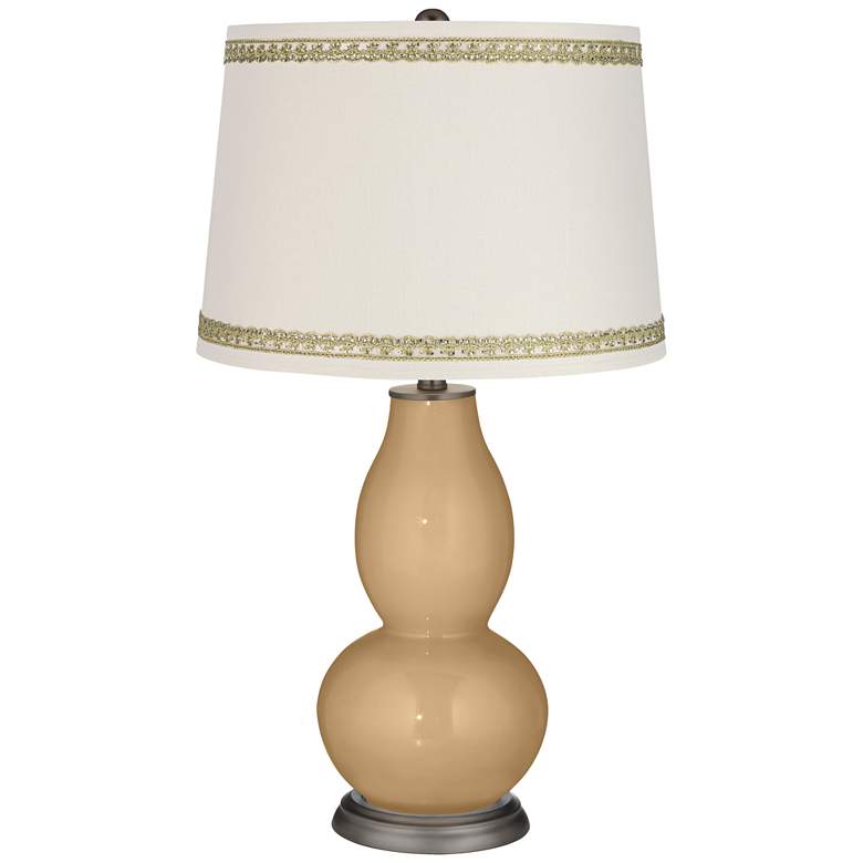 Image 1 Sand Double Gourd Table Lamp with Rhinestone Lace Trim