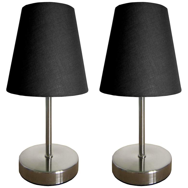 Image 1 Sand Nickel Mini Basic Table Lamp with Fabric Shade 2 Pack Set, Black