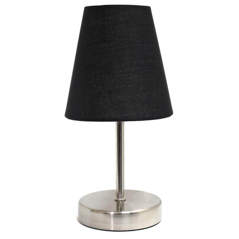 Image 1 Sand Nickel Mini Basic Table Lamp with Fabric Shade, Black