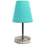 Sand Nickel Mini Basic Table Lamp with Fabric Shade, Blue