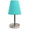 Sand Nickel Mini Basic Table Lamp with Fabric Shade, Blue