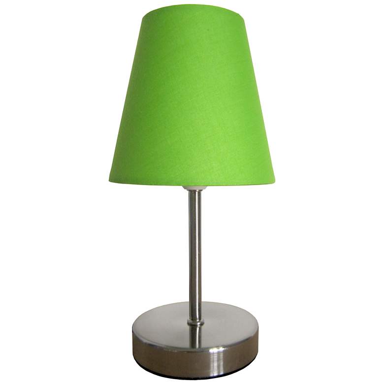 Image 1 Sand Nickel Mini Basic Table Lamp with Fabric Shade, Green