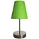 Sand Nickel Mini Basic Table Lamp with Fabric Shade, Green