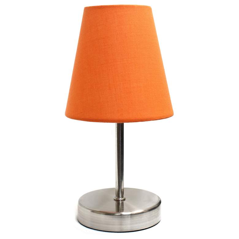 Image 1 Sand Nickel Mini Basic Table Lamp with Fabric Shade, Orange
