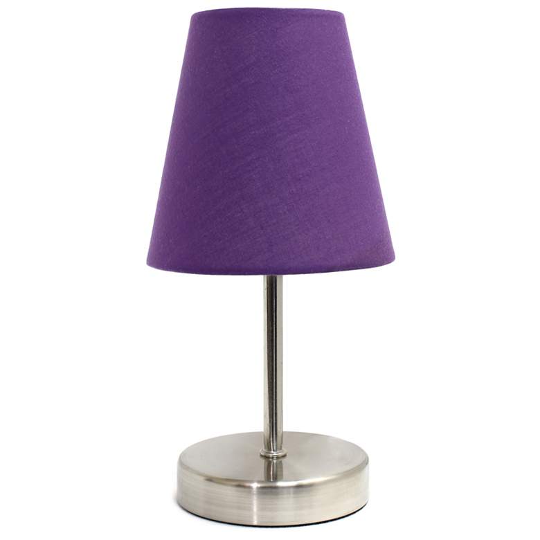 Image 1 Sand Nickel Mini Basic Table Lamp with Fabric Shade, Purple