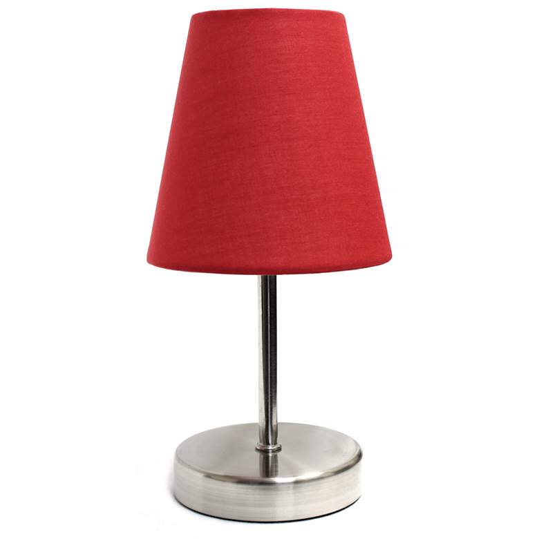 Image 1 Sand Nickel Mini Basic Table Lamp with Fabric Shade, Red