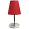 Sand Nickel Mini Basic Table Lamp with Fabric Shade, Red