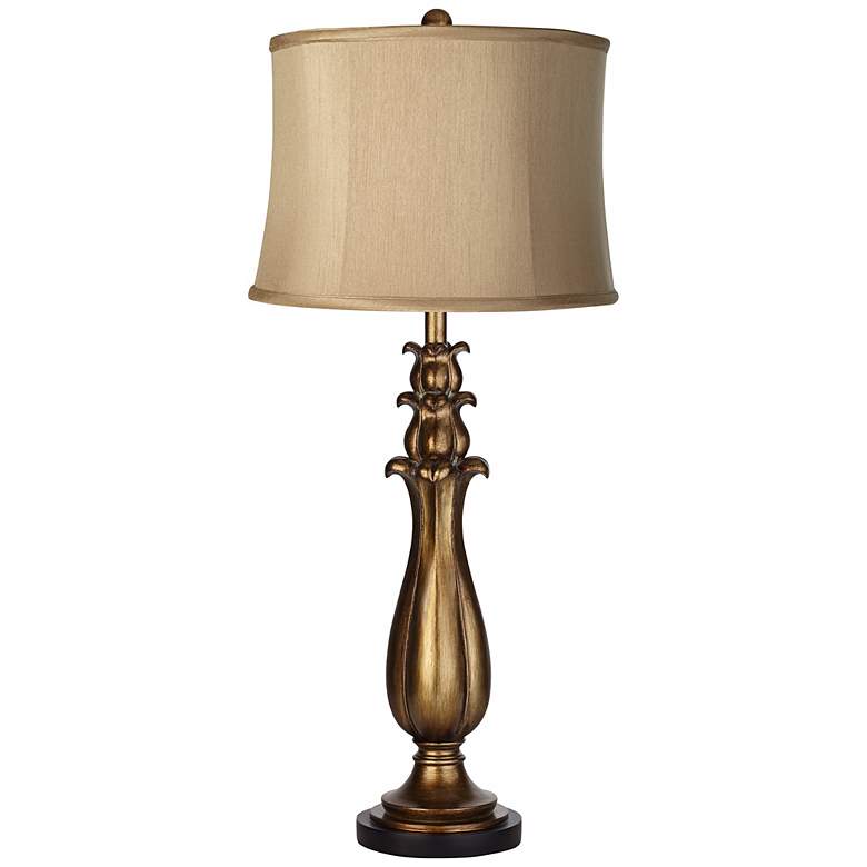 Image 1 Sand Pattern Shade Gold Tulip Table Lamp