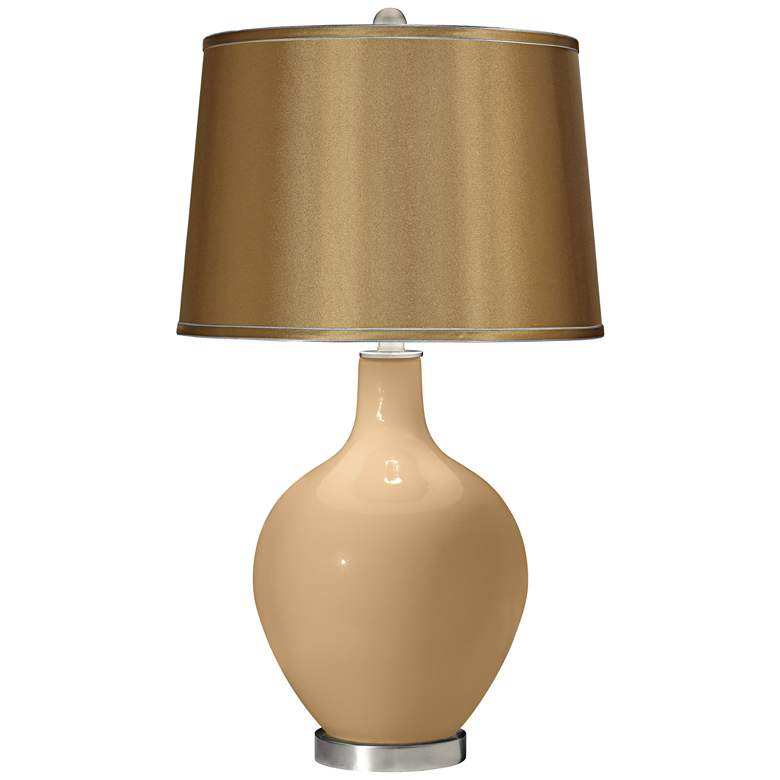 Image 1 Sand Satin Gold Shade Ovo Table Lamp