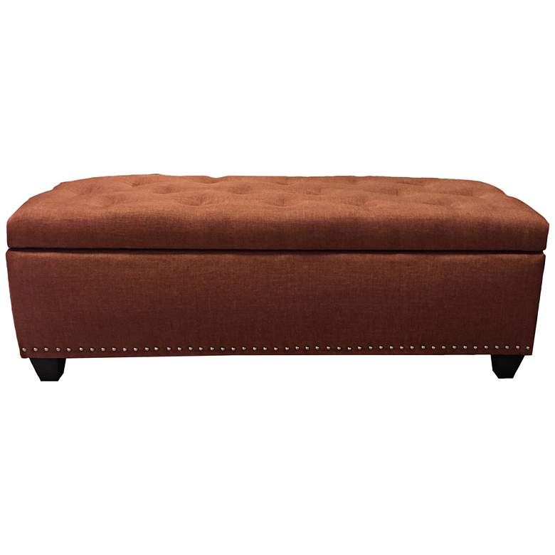 Image 1 Sand Terracotta Fabric Tufted Storage Bench