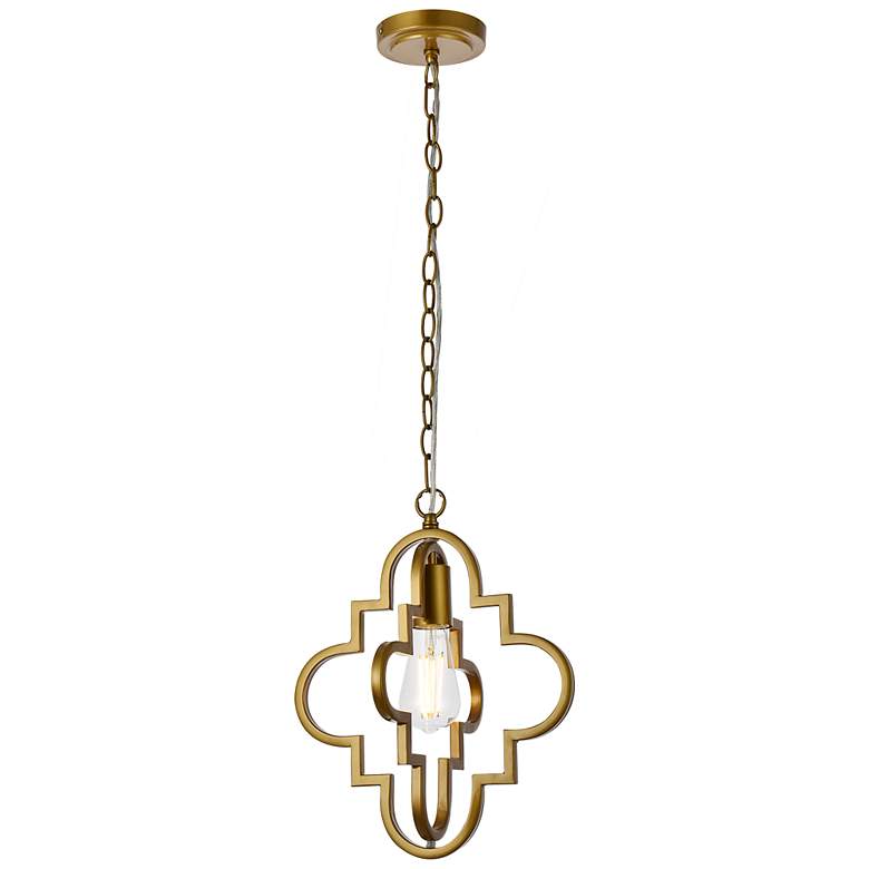 Image 2 Sandara 12" Wide Brass Quatrefoil Mini Pendant