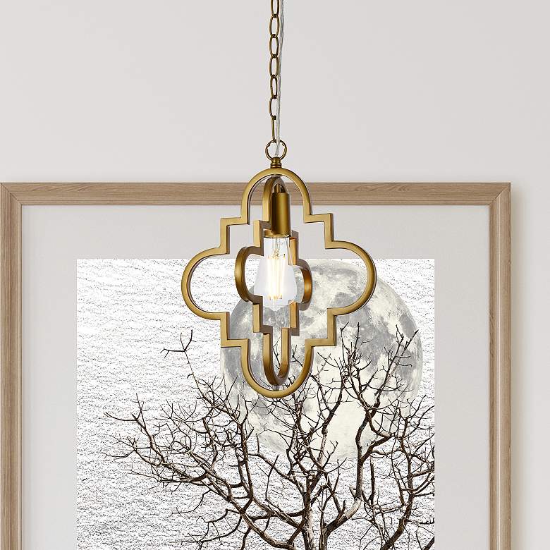 Image 1 Sandara 12" Wide Brass Quatrefoil Mini Pendant