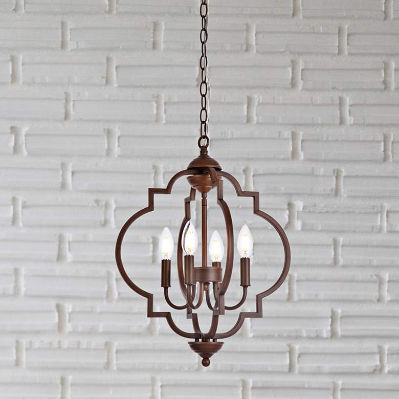 Image 1 Sandara 16" Wide Weathered Oak 4-Light Pendant