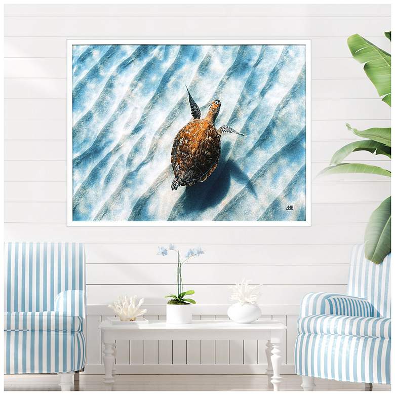 Image 4 Sandbar Sea Turtle 50"W x 38"H Coastal Framed Art more views