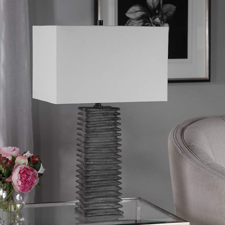 Image 4 Sanderson Metallic Charcoal Glaze Ceramic Table Lamp more views