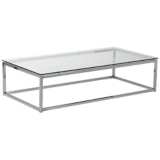 Sandor 48&quot; Wide Chrome and Glass Modern Coffee Table