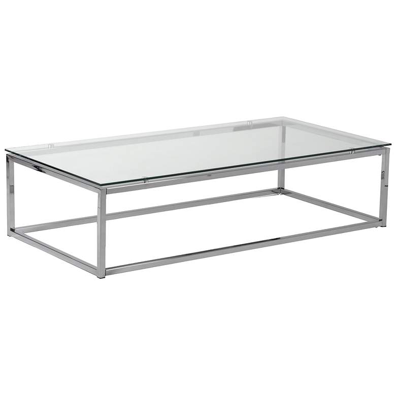 Image 1 Sandor 48" Wide Chrome and Glass Modern Coffee Table