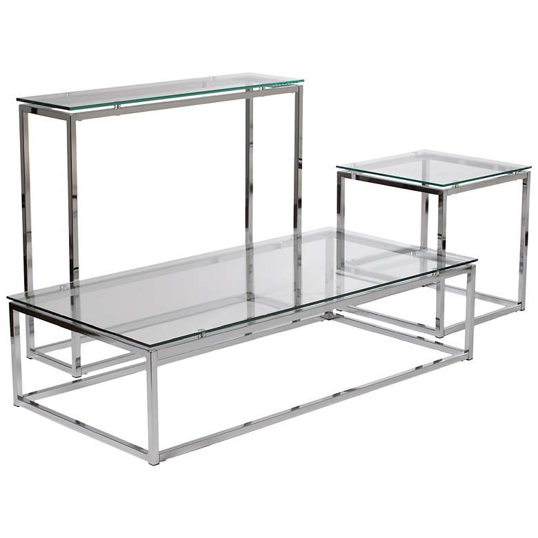 Sandor 48&quot; Wide Chrome and Glass Modern Coffee Table more views