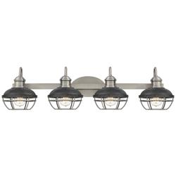 Sandpiper 34&quot;W Polished Nickel and Iron 4-Light Bath Light