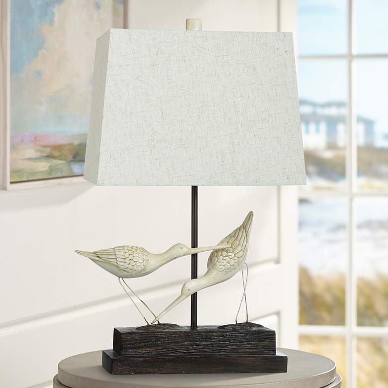 Image 1 Sandpiper Table Lamp with White Hardback Fabric Shade