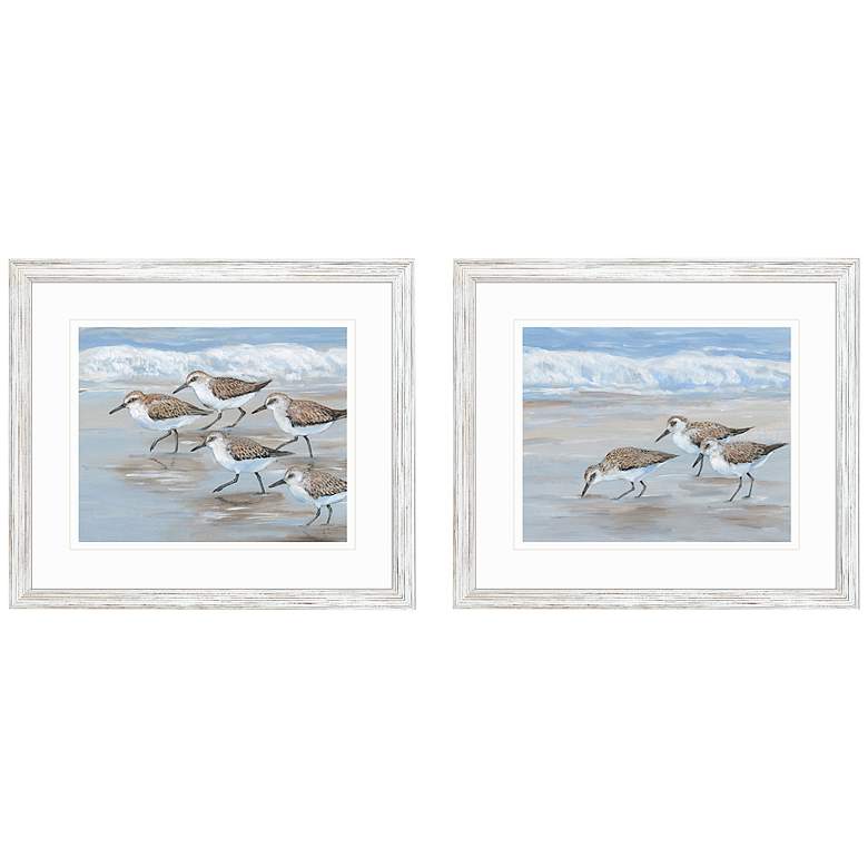 Image 2 Sandpipers 30 inch Wide 2-Piece Giclee Framed Wall Art Set