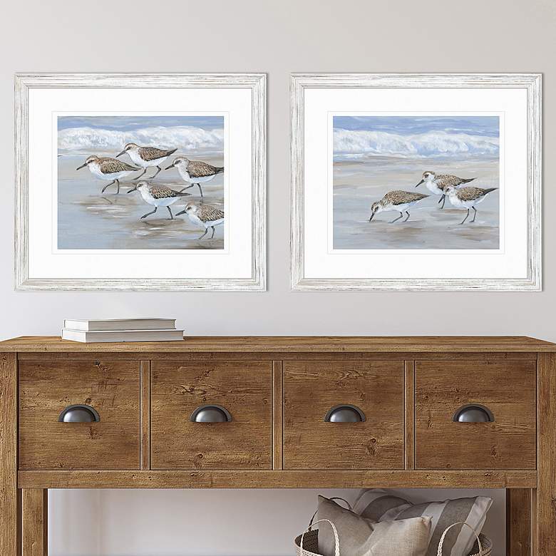 Image 1 Sandpipers 30" Wide 2-Piece Giclee Framed Wall Art Set