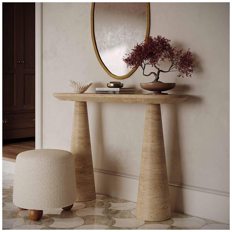 Image 2 Sandra Faux Travertine Indoor/Outdoor Console Table more views