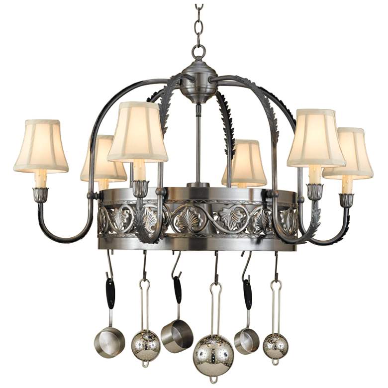 Image 1 Sandra Lee Leaf 37"W 6-Light Steel Pot Rack Chandelier