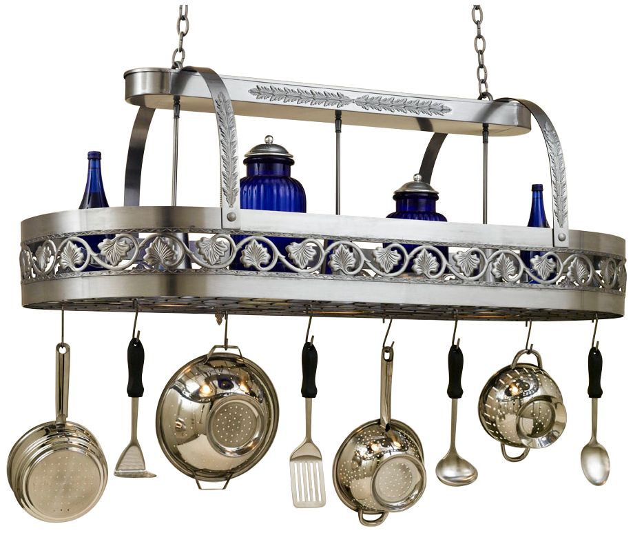 Stainless steel pot discount rack with lights