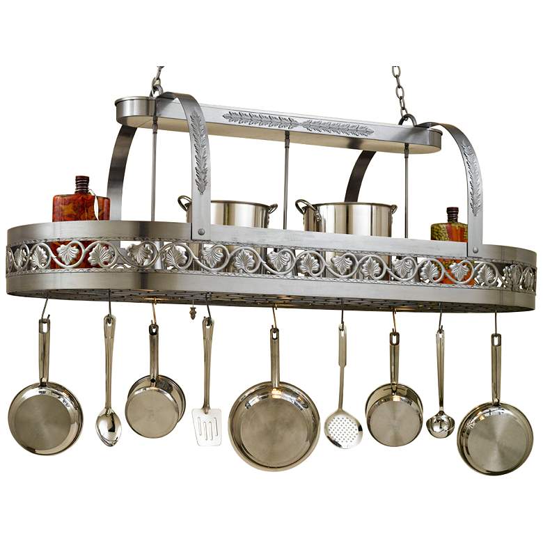 Image 1 Sandra Lee Leaf 65 inch Wide Satin Steel Pot Rack Chandelier