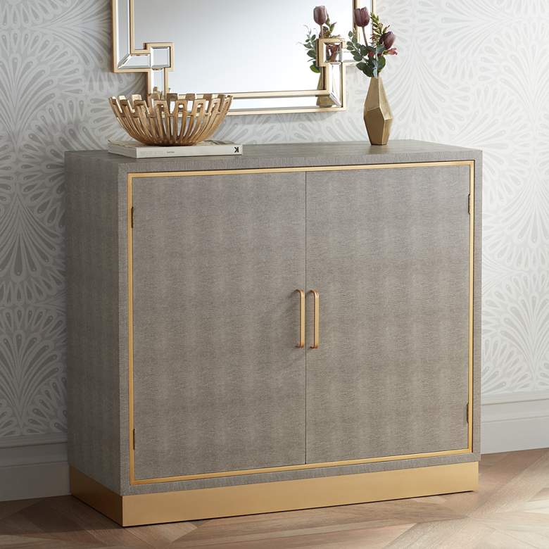 Image 1 Sands Point 35 1/2 inch Wide Gray Shagreen 2-Door Accent Cabinet