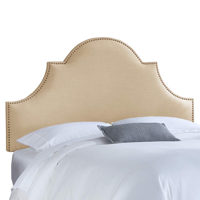 Image 1 Sandstone Queen Nailhead High Arch Notched Headboard