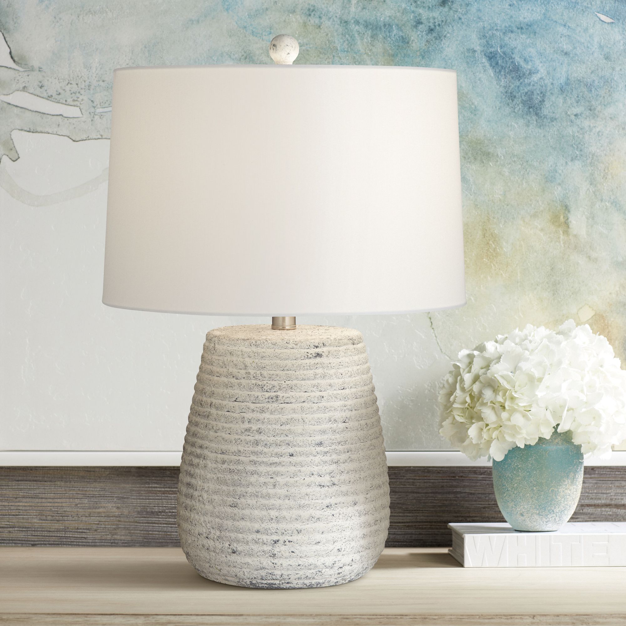 cream serenia ceramic oval table lamp