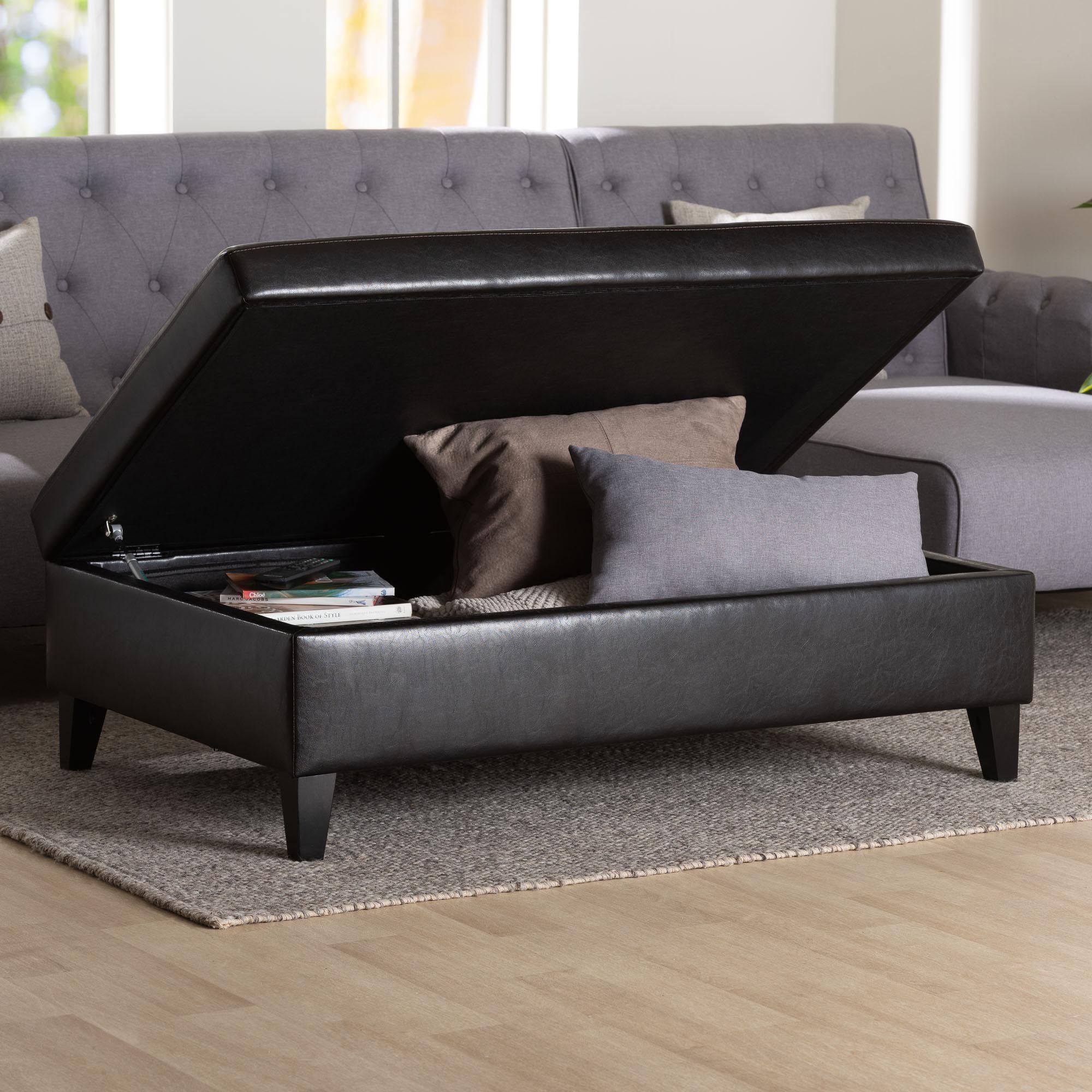 Sandusky Brown Bycast Leather Cocktail Bench