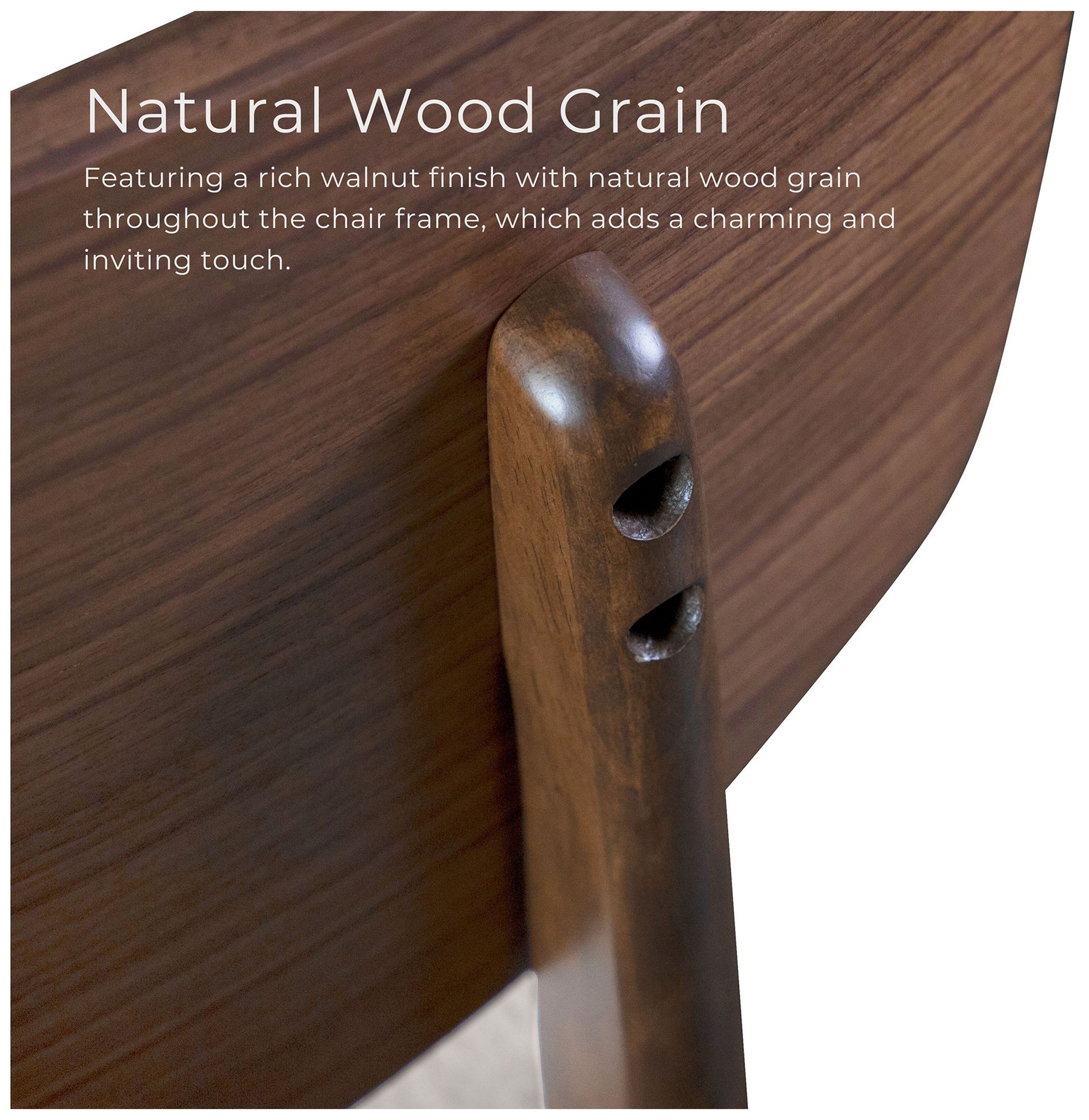 Sandy Cove Mid Century Walnut Boucle Fabric Padded Dining Chair Set of 2