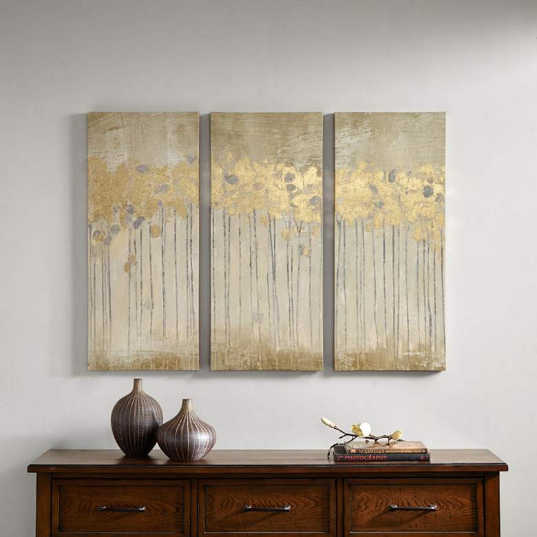 Image 1 Sandy Forest 35 inch High 3-Piece Gel Coat Canvas Wall Art Set