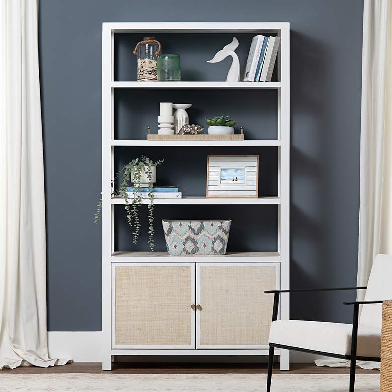 Image 1 Sandy Shores 42" Wide White and Sandy 2-Door 4-Shelf Etagere