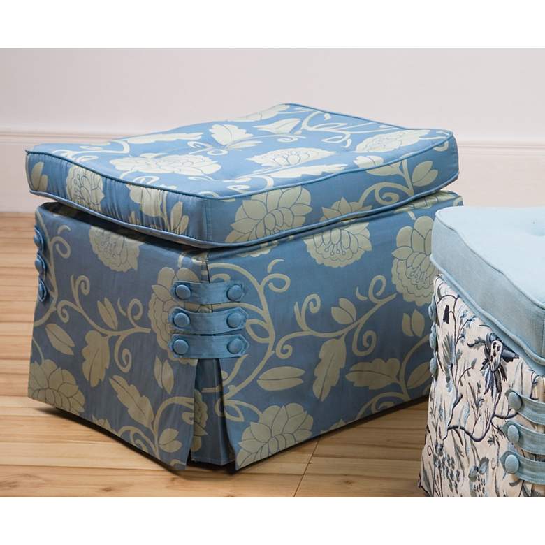 Image 1 Sandy Wilson Fresca Curved-Top Blue Floral Ottoman