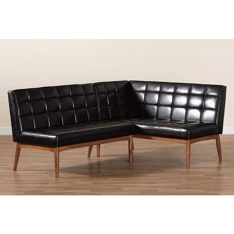 Image 7 Sanford Brown Faux Leather 2-Piece Dining Nook Banquette Set more views