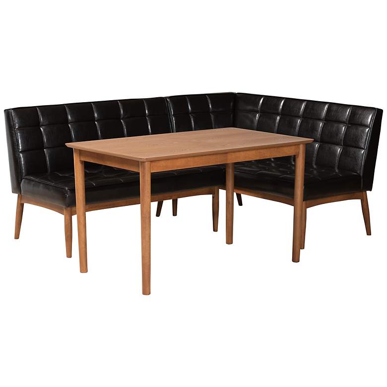 Image 1 Sanford Dark Brown Faux Leather 3-Piece Dining Nook Set