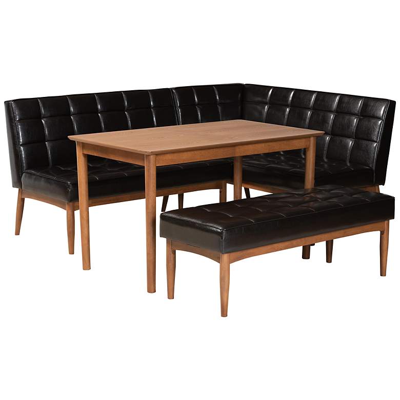 Image 2 Sanford Dark Brown Faux Leather 4-Piece Dining Nook Set