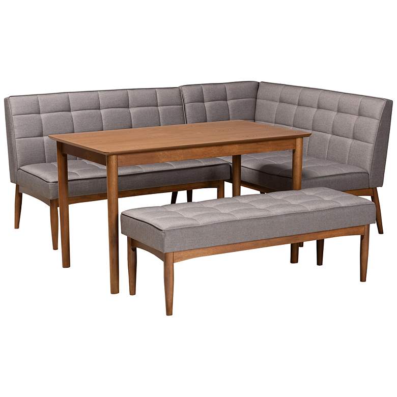 Image 1 Sanford Gray Fabric and Wood 4-Piece Dining Nook Set