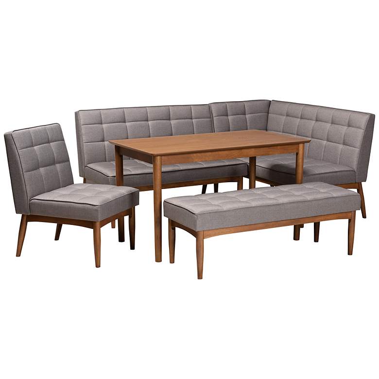 Image 1 Sanford Gray Fabric and Wood 5-Piece Dining Nook Set