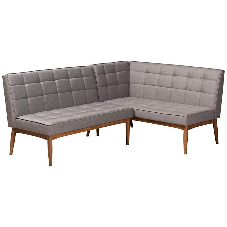 Image 2 Sanford Gray Fabric Tufted 2-Piece Dining Nook Banquette Set