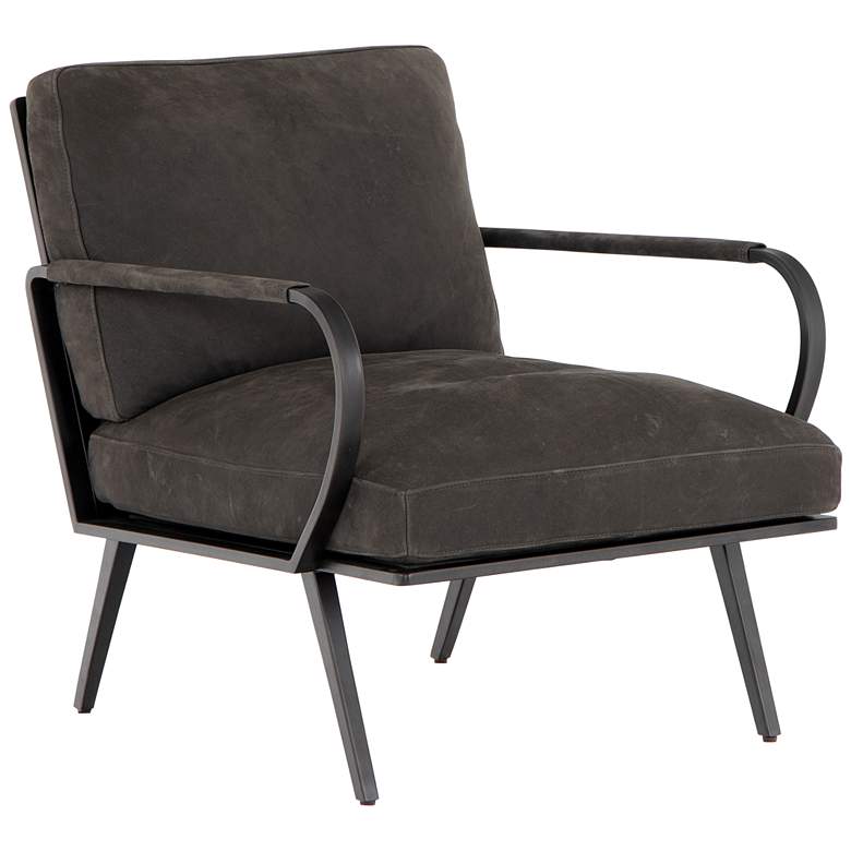 Image 1 Sanford Industrial Nubuck Charcoal Leather and Iron Chair