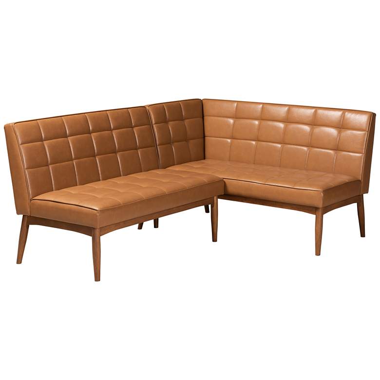 Image 2 Sanford Tan Faux Leather 2-Piece Dining Nook Banquette Set