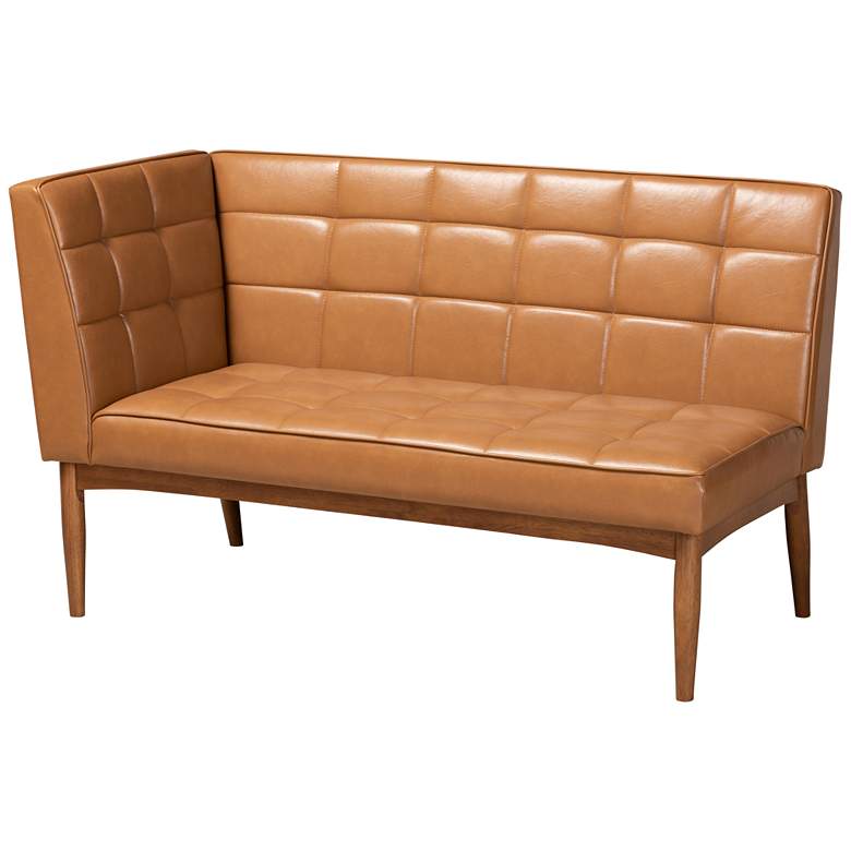 Image 6 Sanford Tan Faux Leather 2-Piece Dining Nook Banquette Set more views