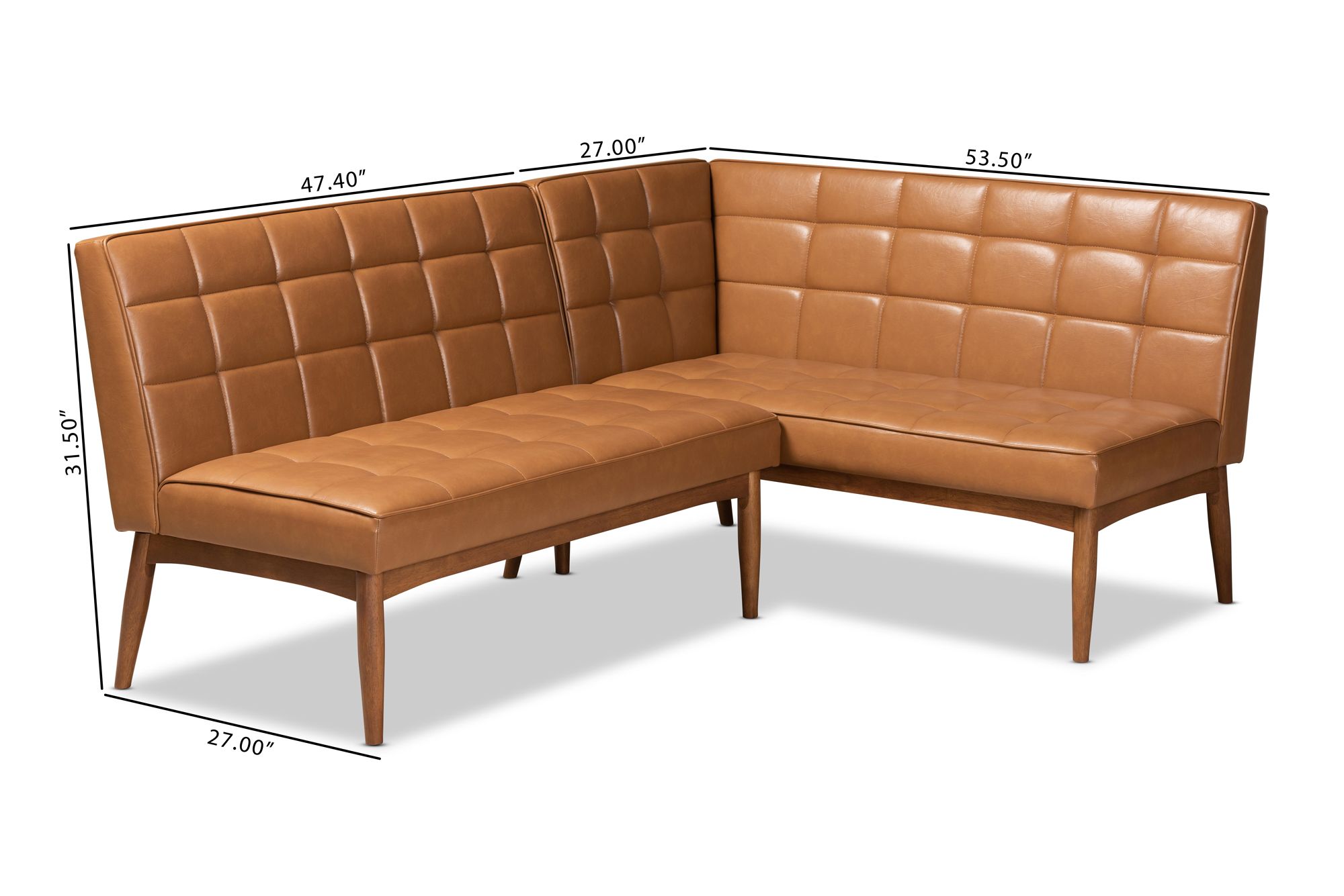 Sanford Tan Faux Leather 2-Piece Dining Nook Banquette Set in scene